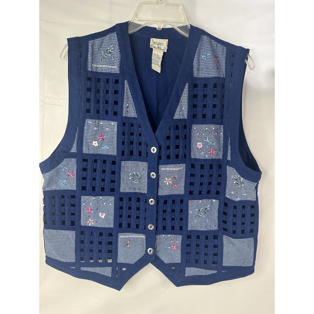 Koret Vintage Braided Denim Vest Patchwork Teacher 90’s Cottagecore Y2K Size L